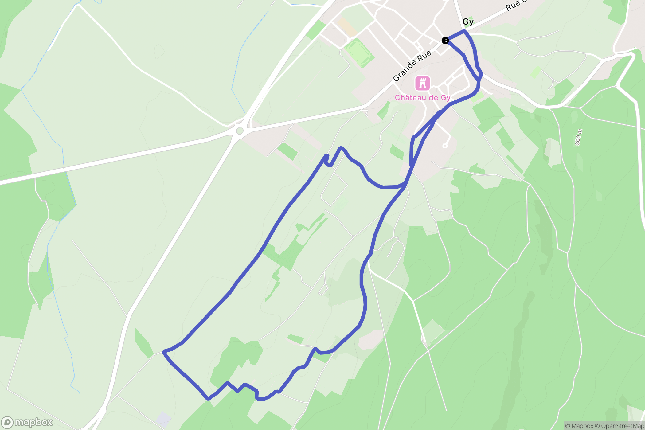 Gy : carte du parcours de randonnée - France