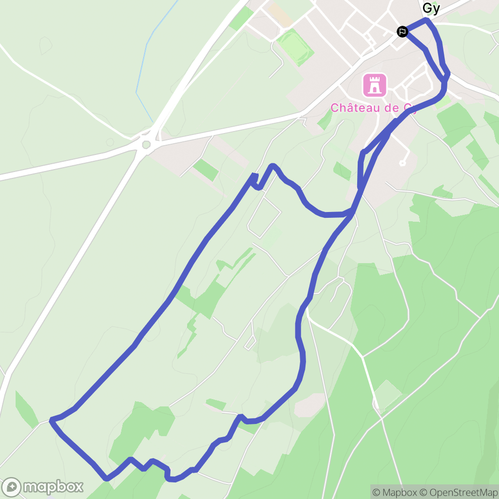 Gy : carte du parcours de randonnée - France
