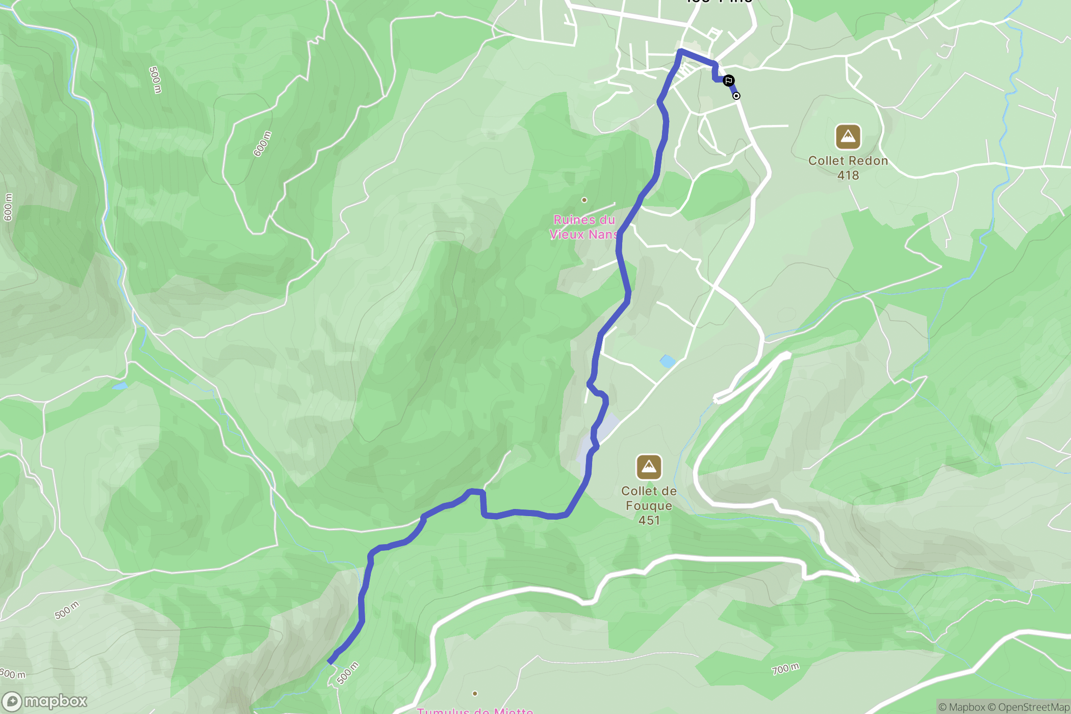 Nans-les-Pins : carte du parcours de randonnée - France