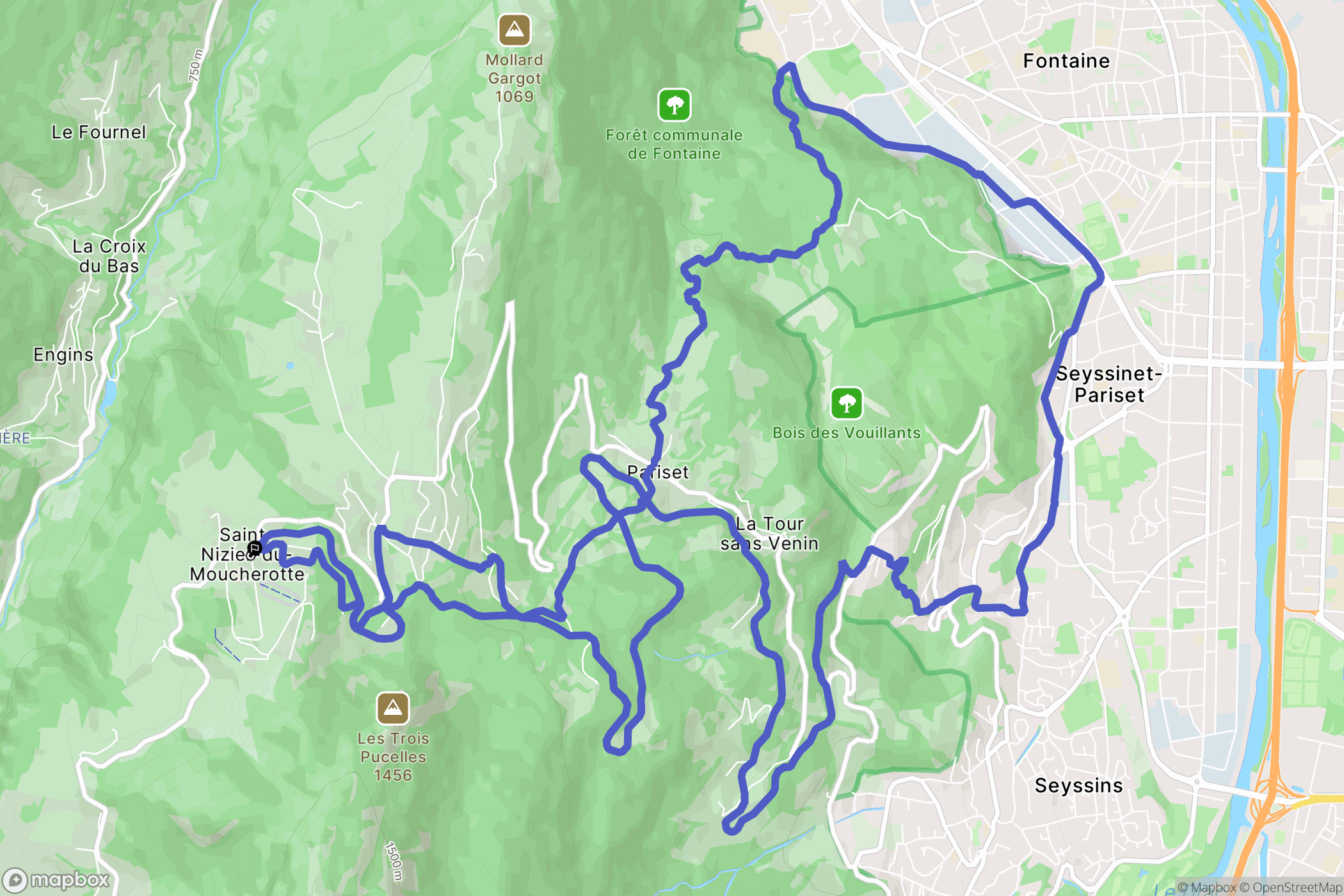 St Nizier du Moucherotte : carte du parcours de randonnée - France