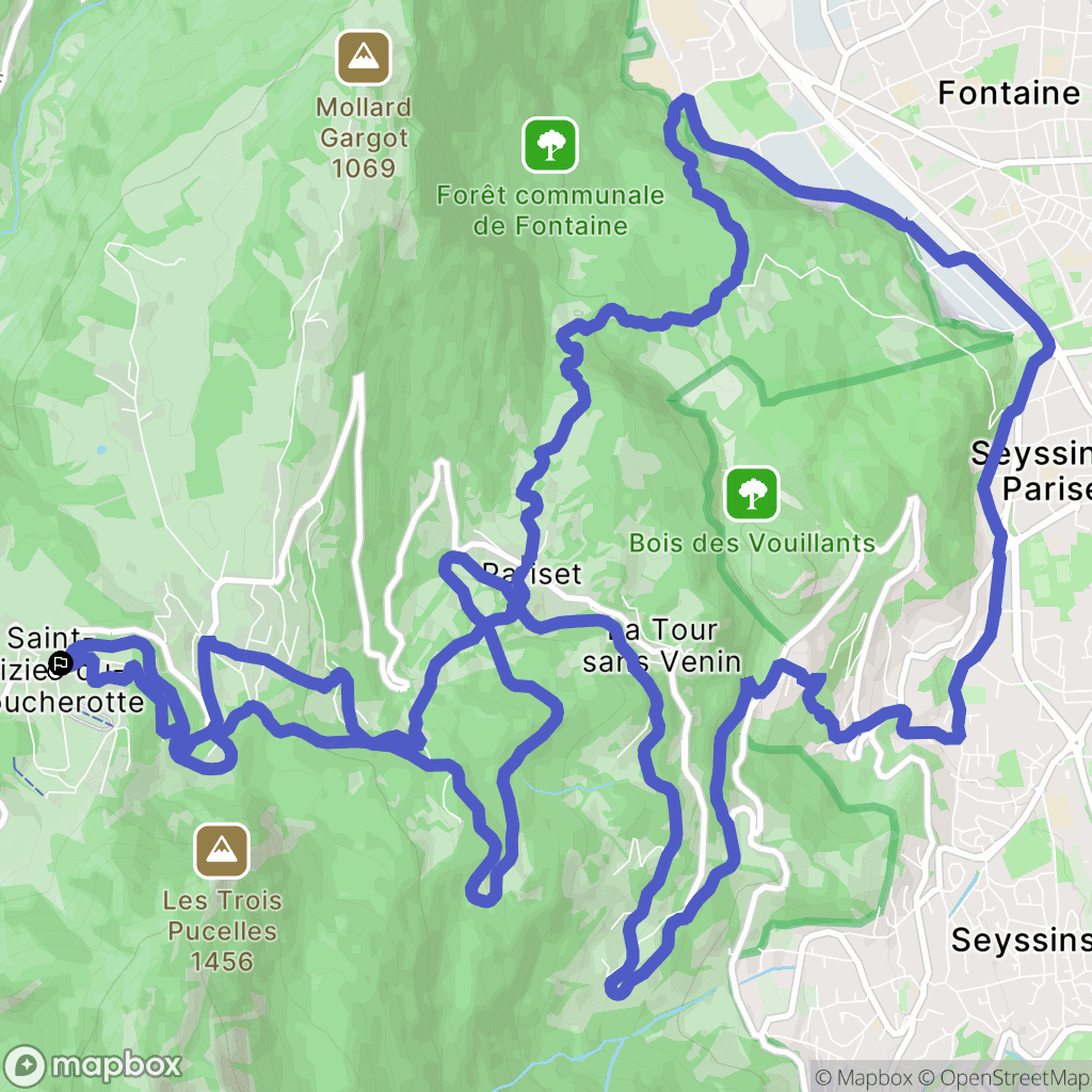 St Nizier du Moucherotte : carte du parcours de randonnée - France
