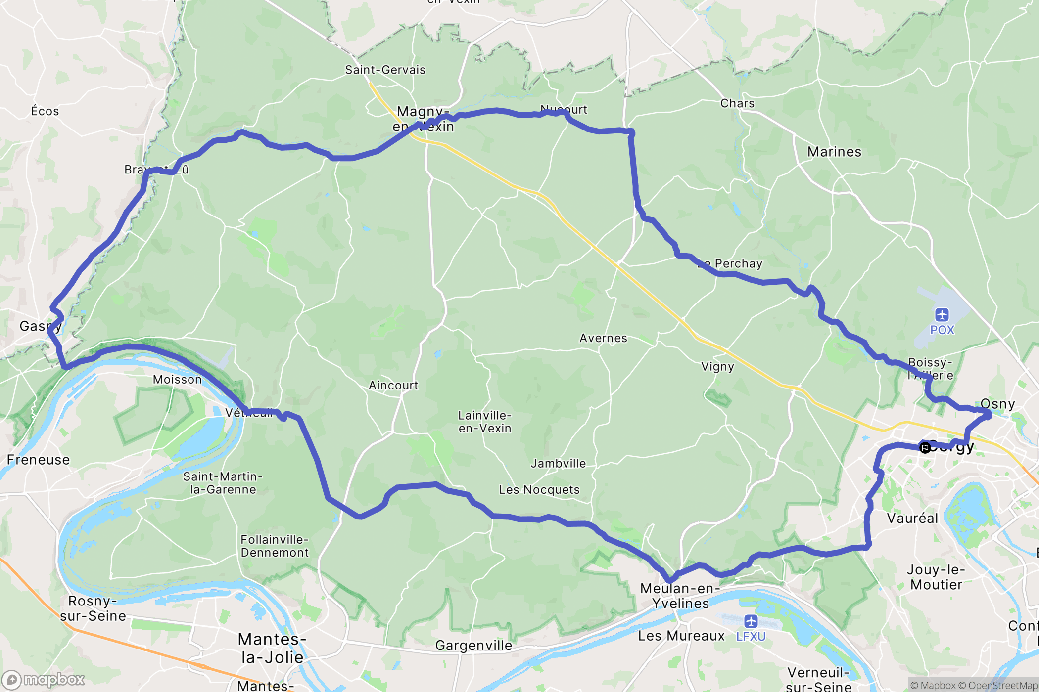 Cergy-Saint-Christophe : carte du parcours de randonnée - France