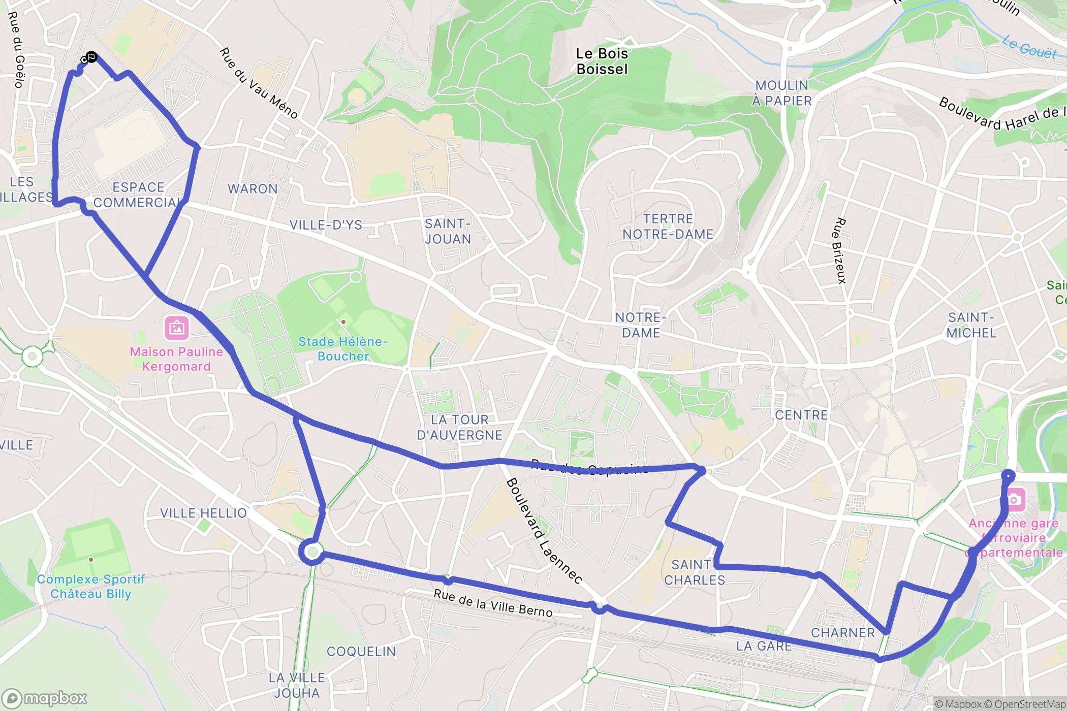 La Ville Juhel, Saint-Brieuc : carte du parcours de randonnée - France
