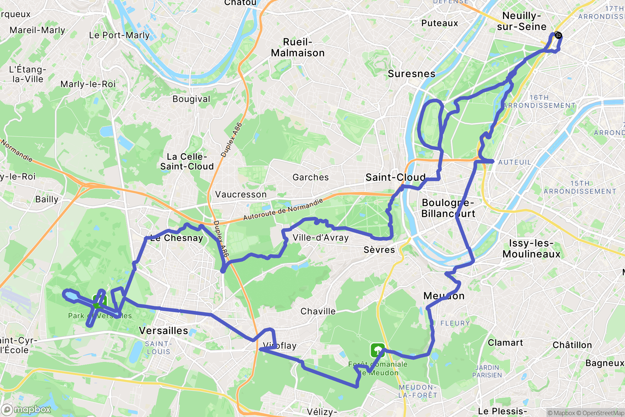 Neuilly-sur-Seine : carte du parcours de randonnée - France