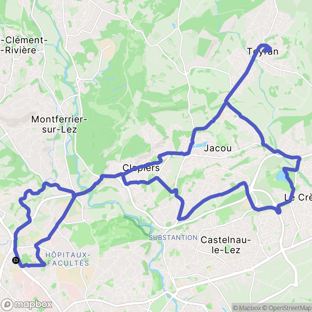 Hôpitaux-Facultés : carte du parcours de randonnée - France