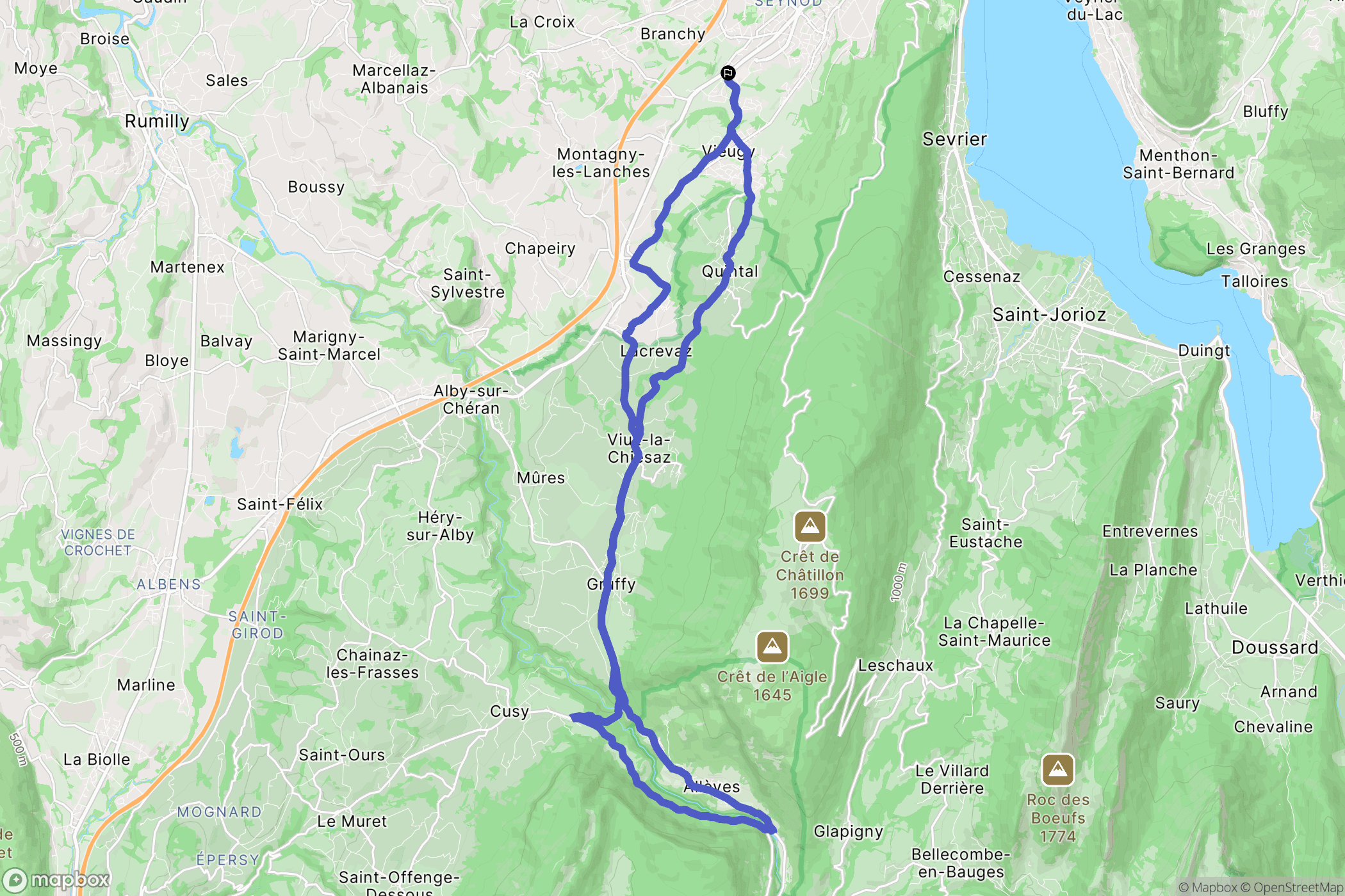 Seynod : carte du parcours de randonnée - France