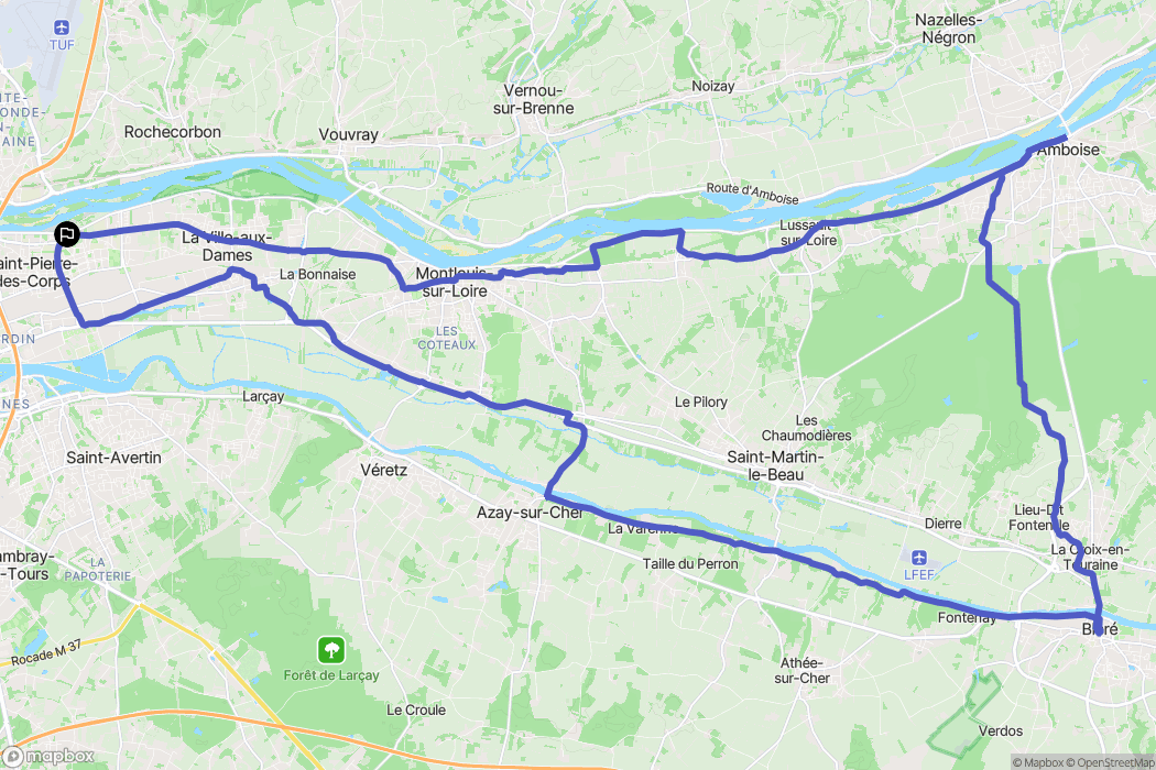 Saint-Pierre-des-Corps : carte du parcours de randonnée - France
