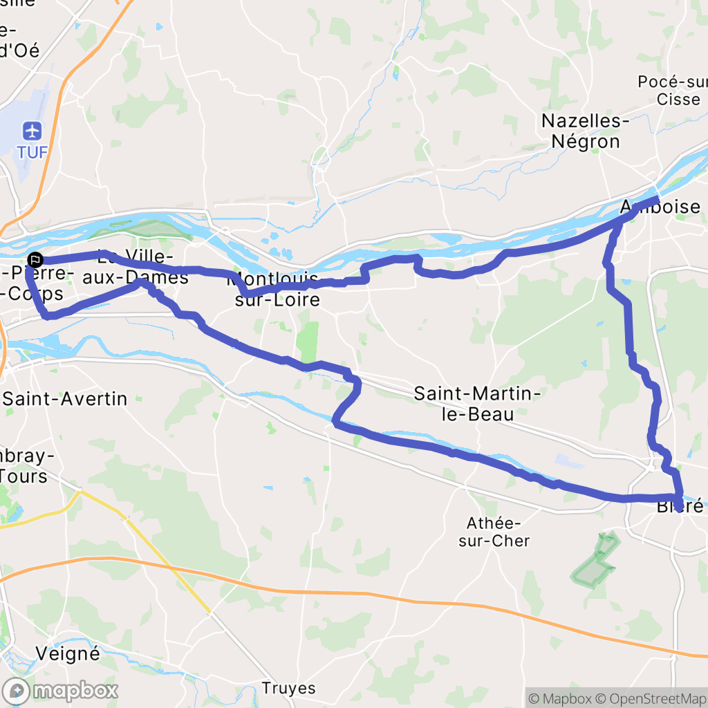 Saint-Pierre-des-Corps : carte du parcours de randonnée - France