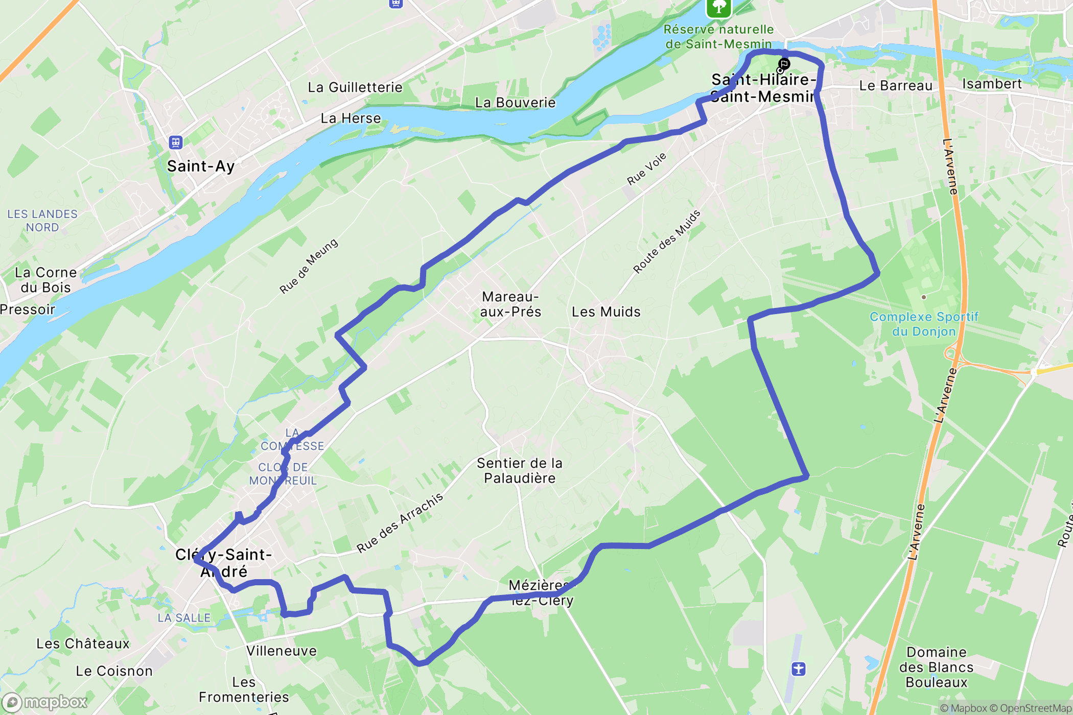 St Hilaire st Mesmin : carte du parcours de randonnée - France