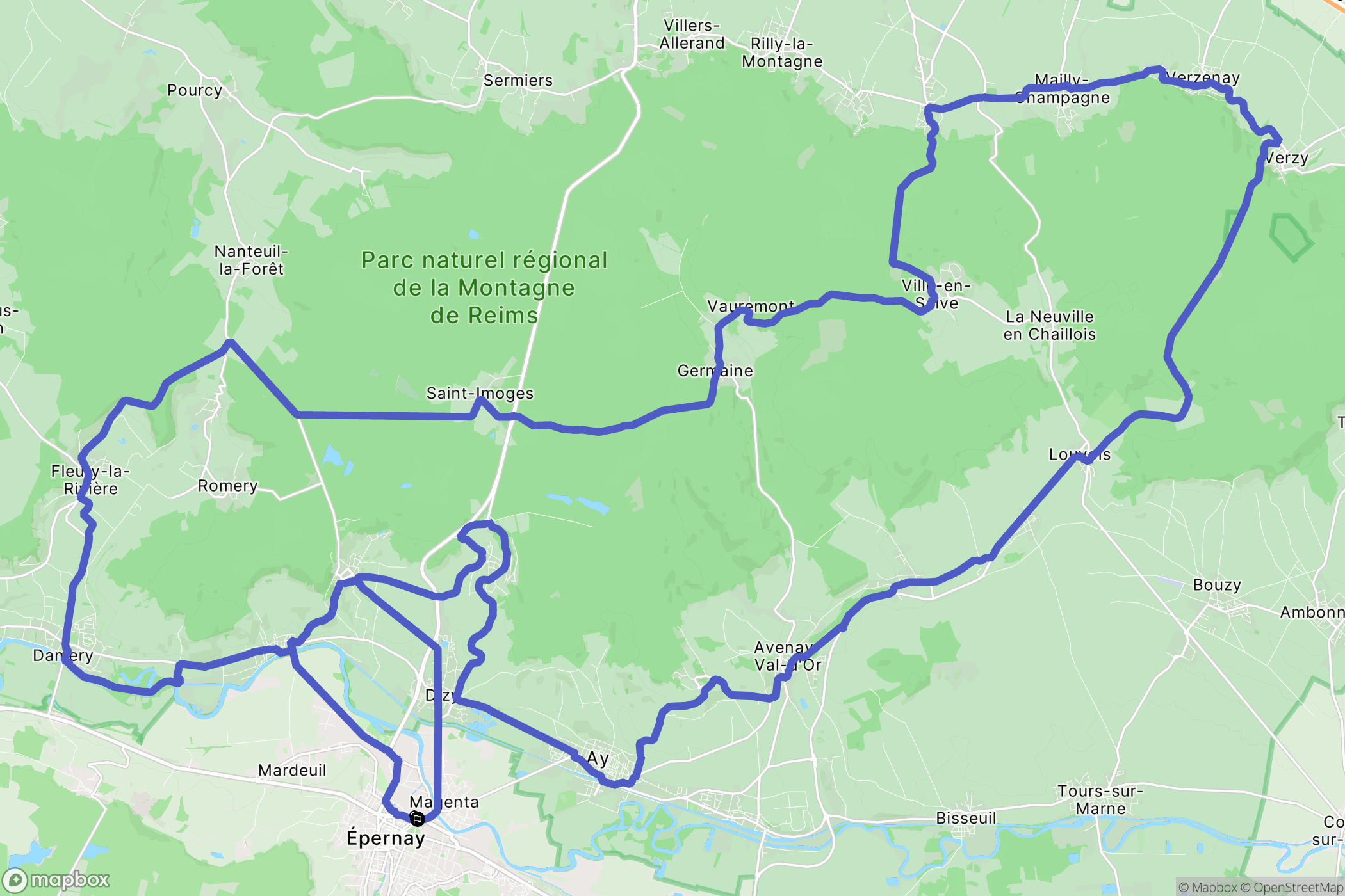 Eperrnay : carte du parcours de randonnée - France