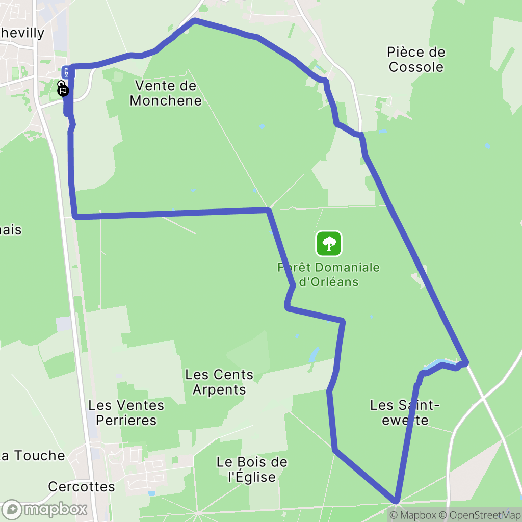 Orléans : carte du parcours de randonnée - France