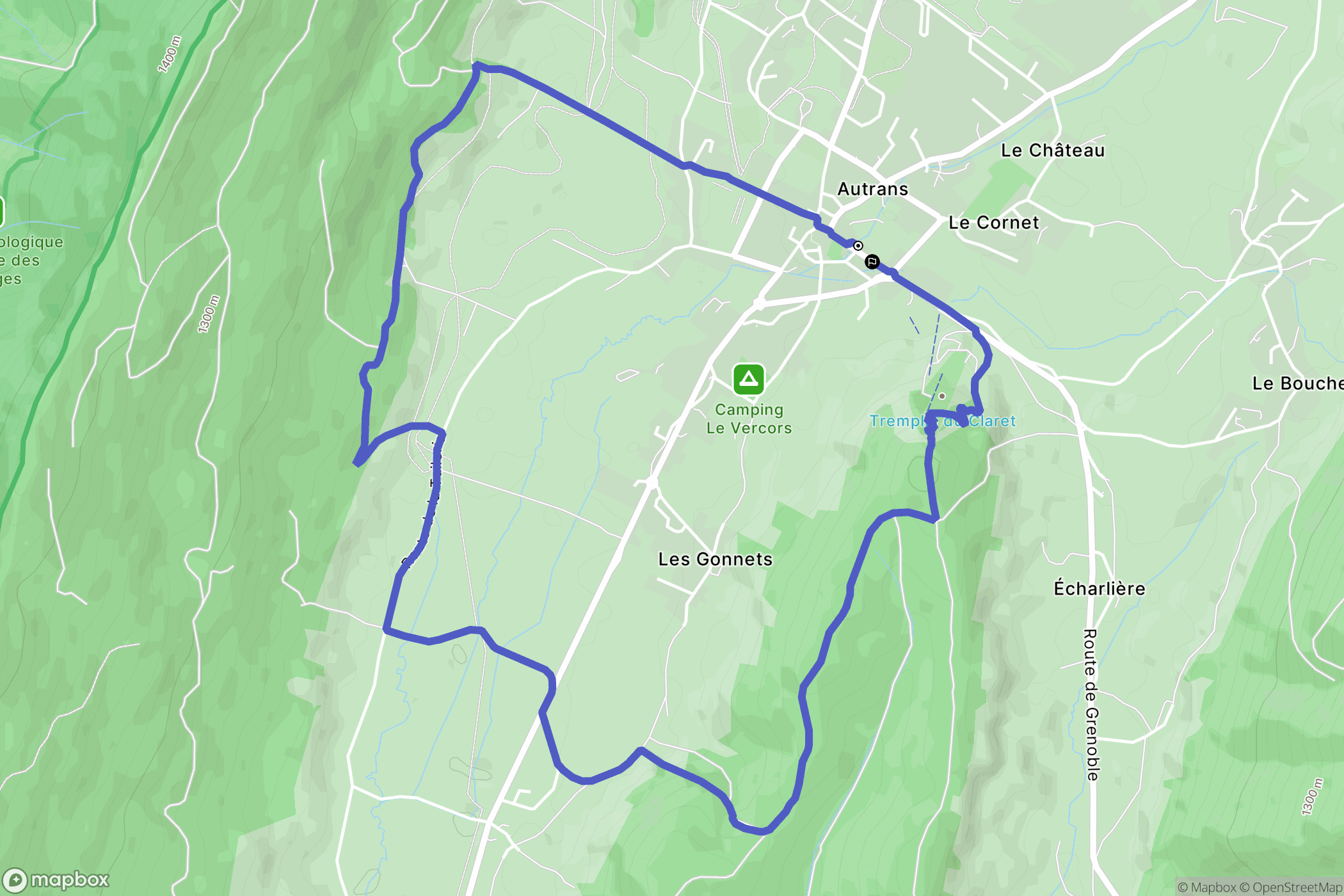 Autrans : carte du parcours de randonnée - France
