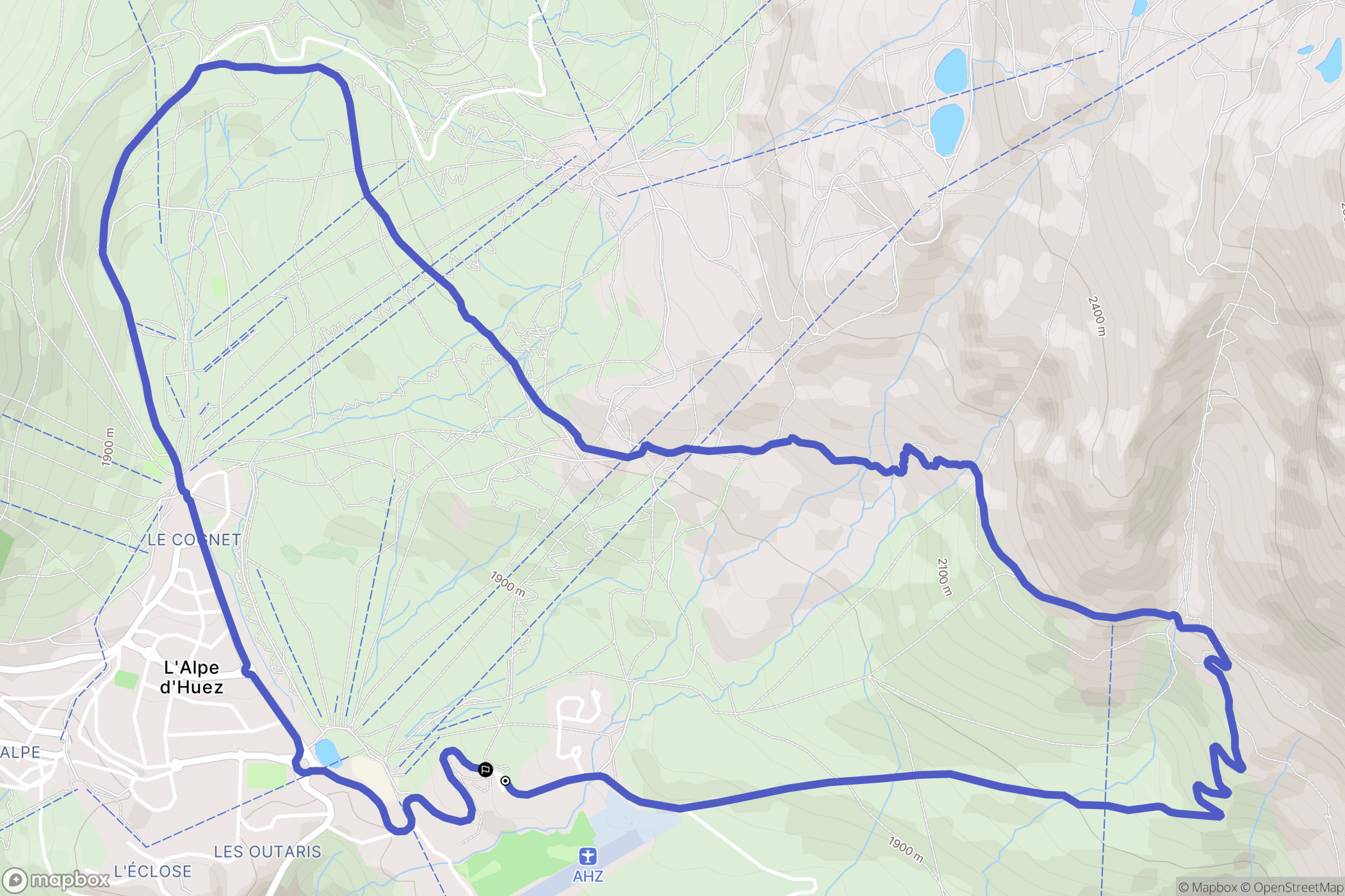 Alpe d'Huez : carte du parcours de randonnée - France