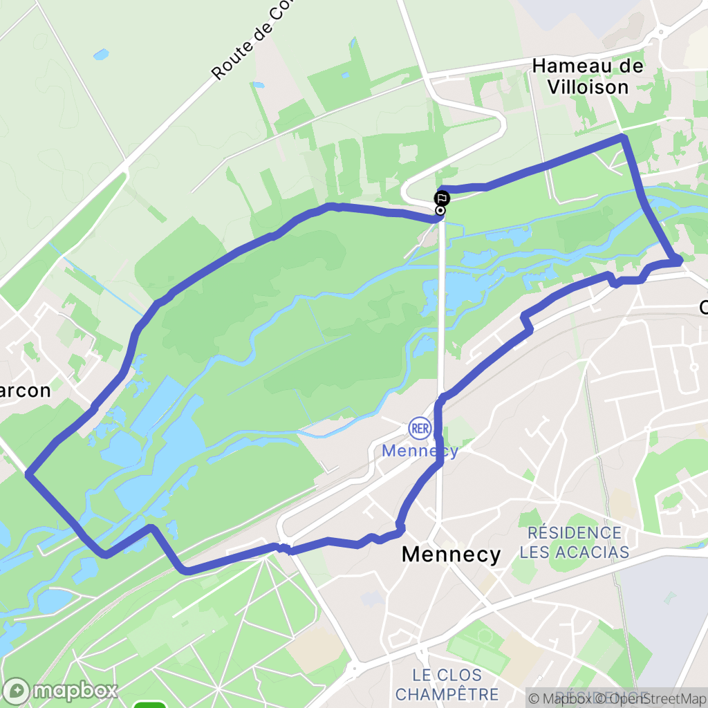 Mennecy : carte du parcours de randonnée - France