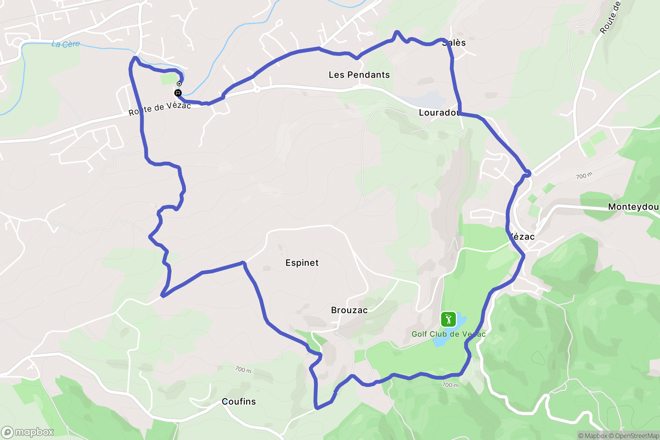 Carbonnat : carte du parcours de randonnée - France