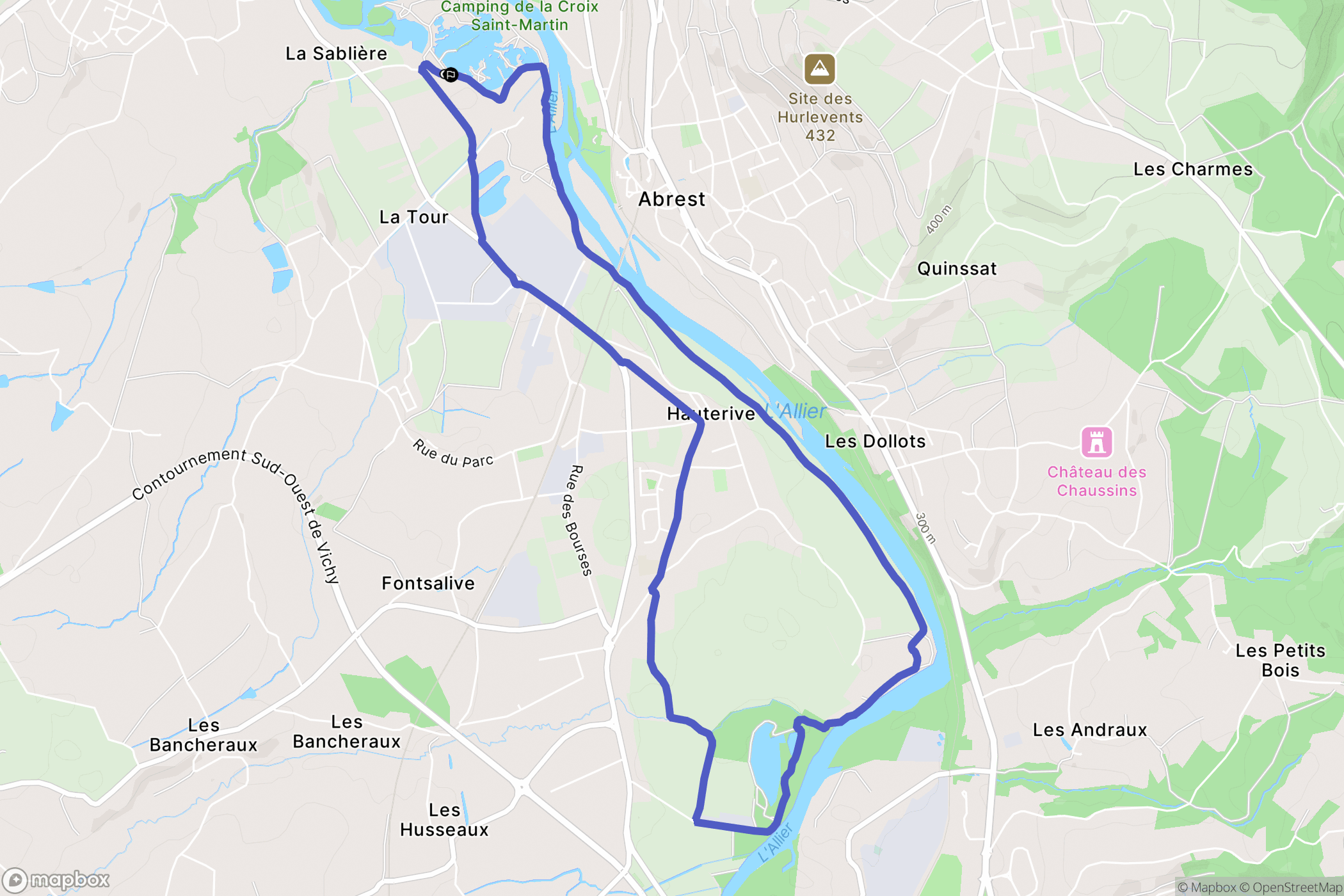 Abrest (Vichy) : carte du parcours de randonnée - France