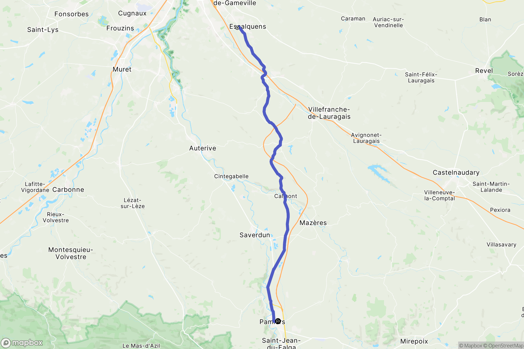 Esclaquens : carte du parcours de randonnée - France