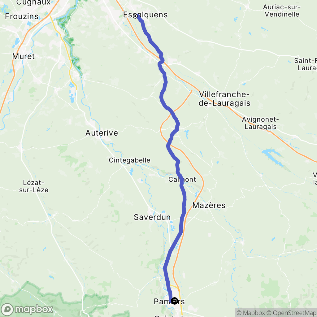 Esclaquens : carte du parcours de randonnée - France