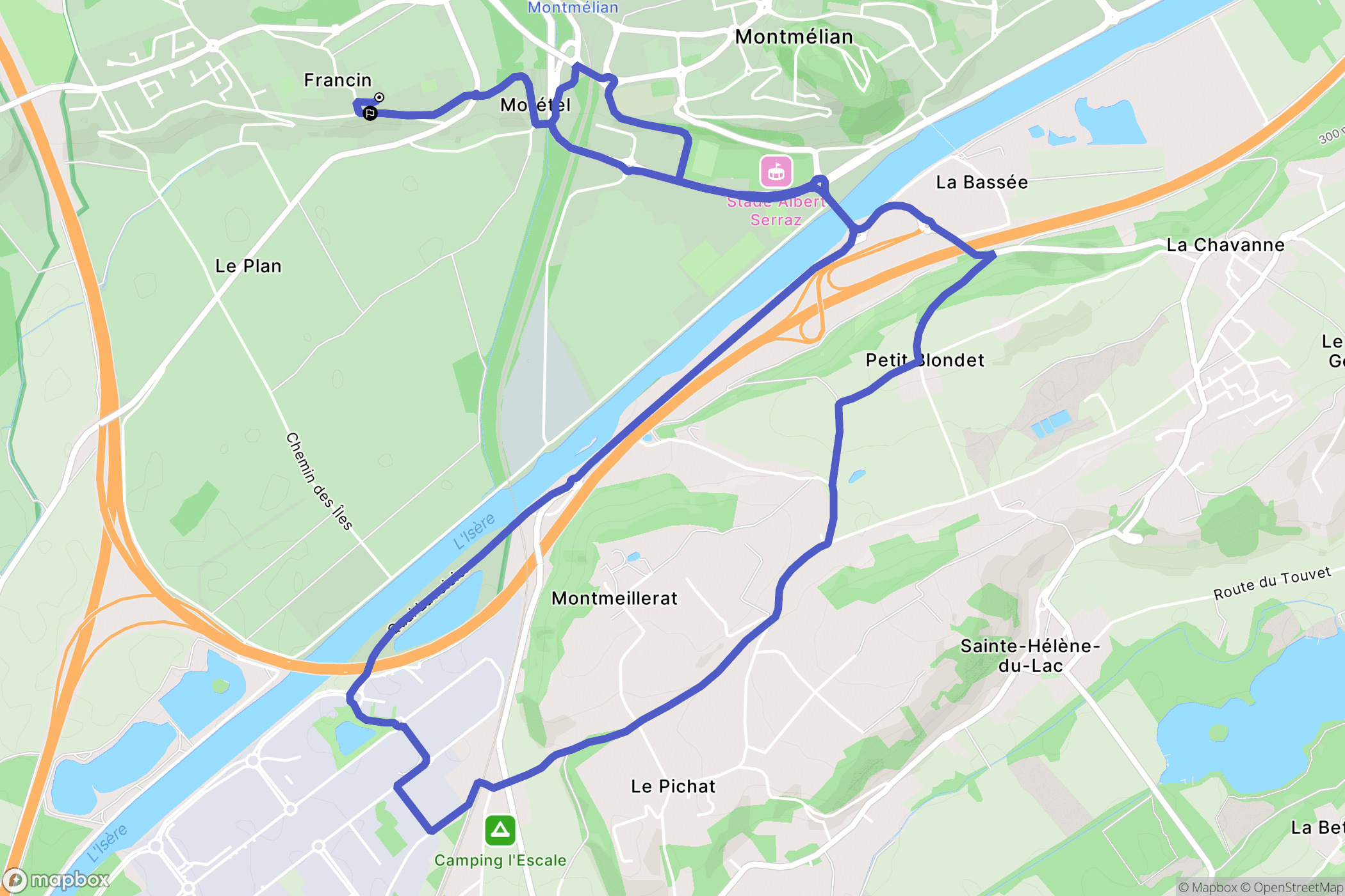 Francin : carte du parcours de randonnée - France