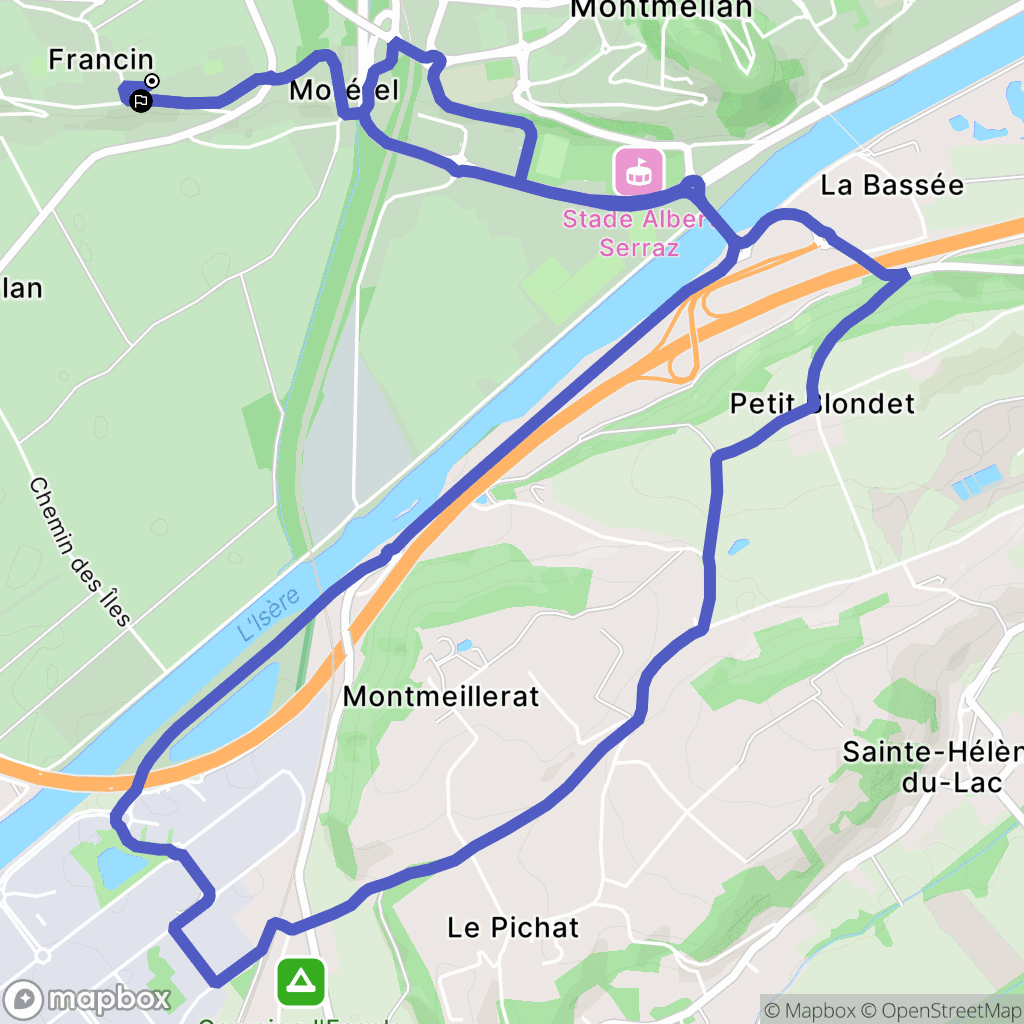 Francin : carte du parcours de randonnée - France