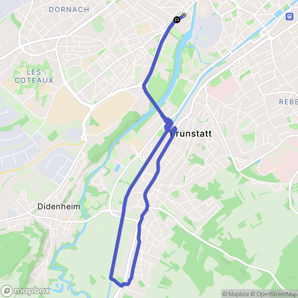 Pont Charles Stoessel, Mulhouse : carte du parcours de randonnée - France