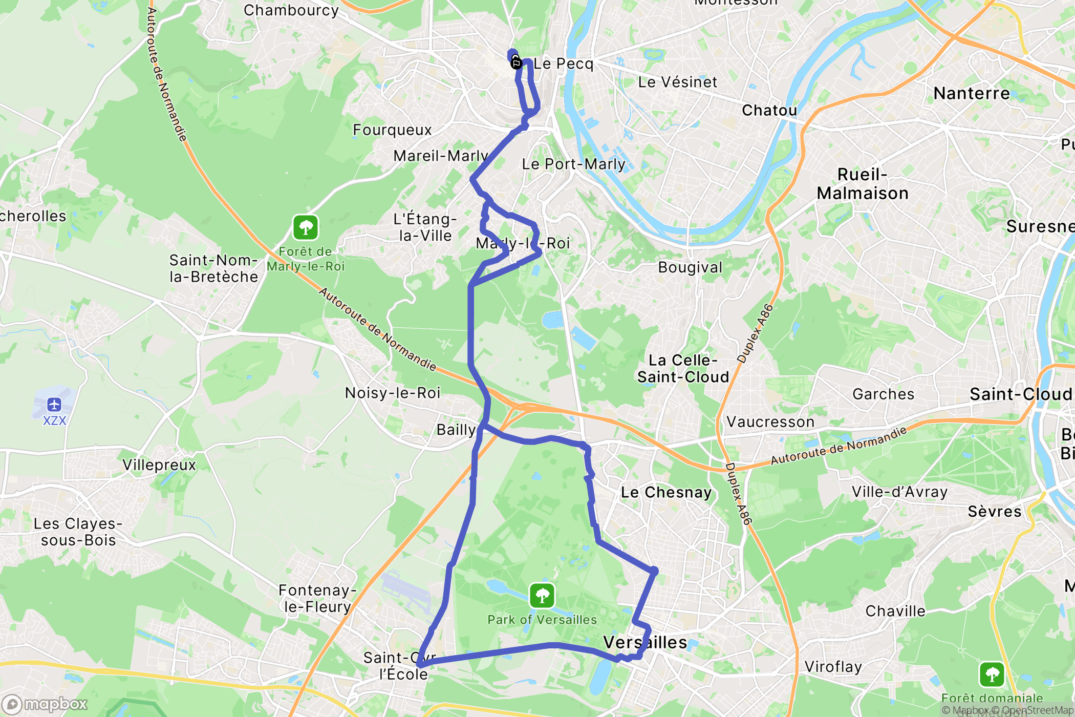 Saint-Germain-en-Laye : carte du parcours de randonnée - France