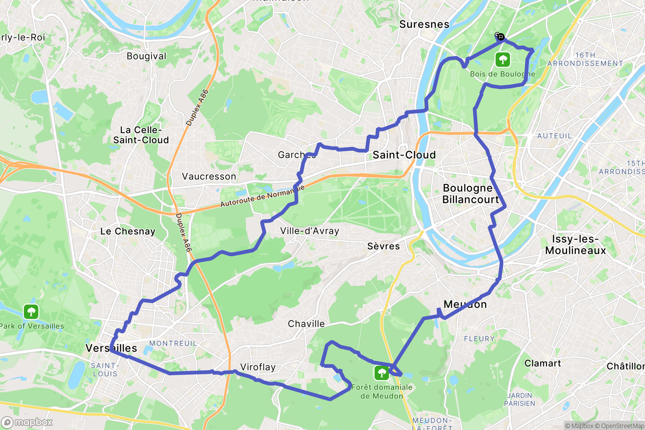 Neuilly-sur-Seine : carte du parcours de randonnée - France