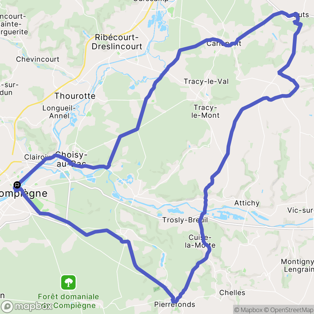 Compiègne : carte du parcours de randonnée - France
