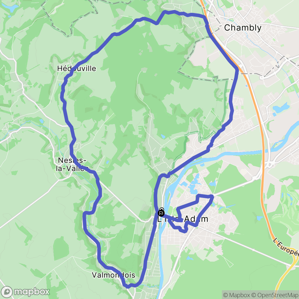 L'Isle-Adam : carte du parcours de randonnée - France
