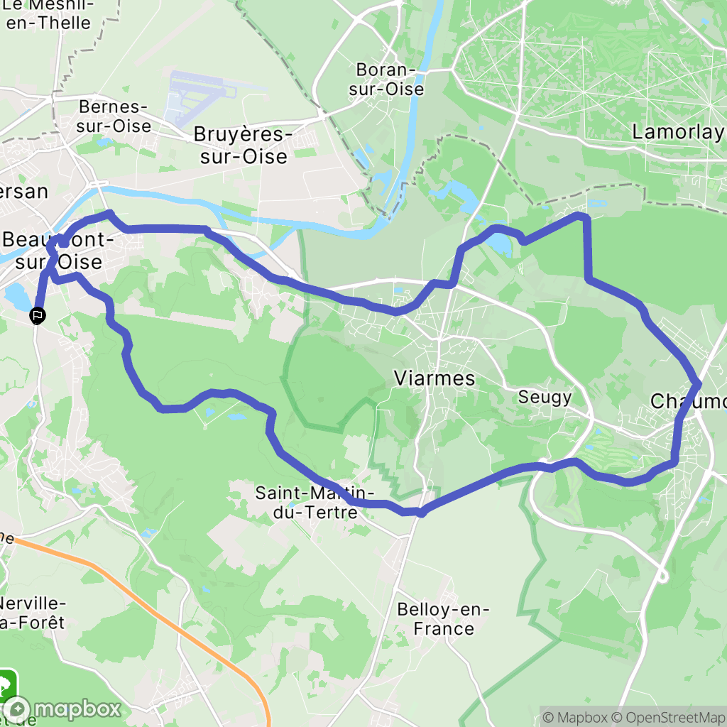 Beaumont-sur-Oise : carte du parcours de randonnée - France