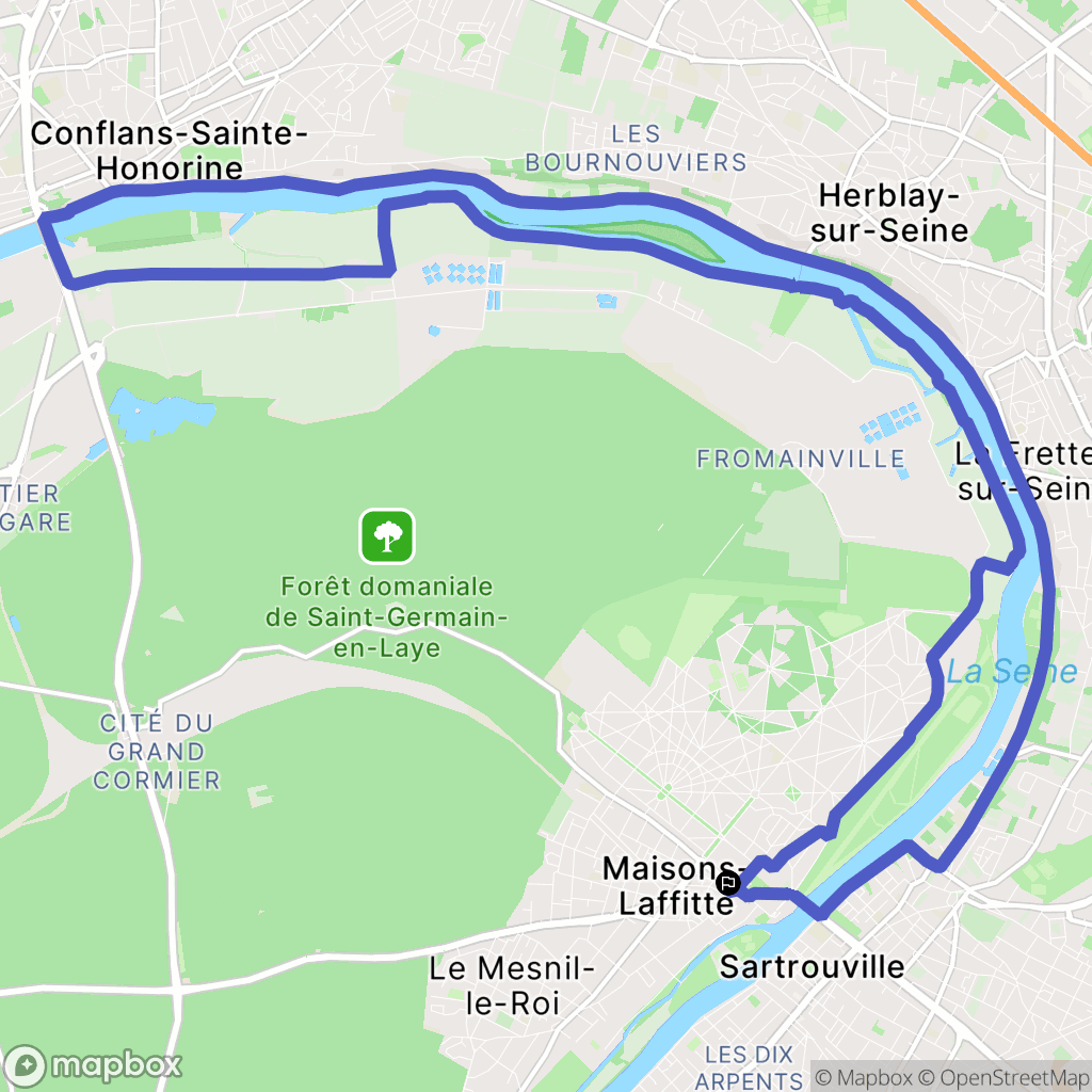 Maisons-Laffitte : carte du parcours de randonnée - France