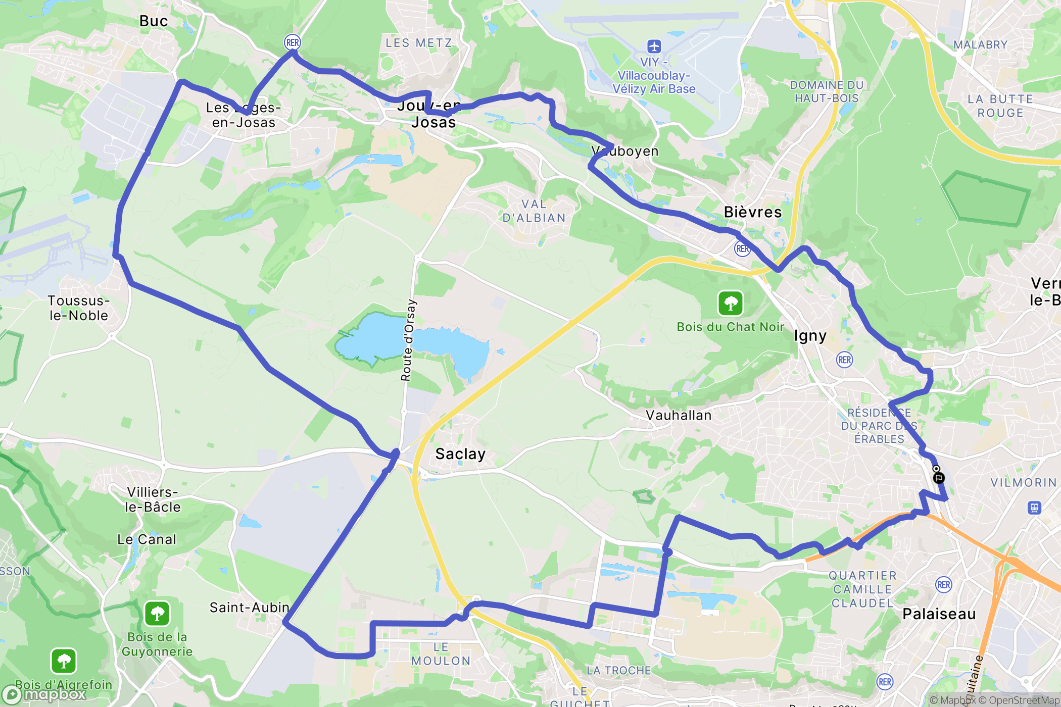 Palaiseau : carte du parcours de randonnée - France