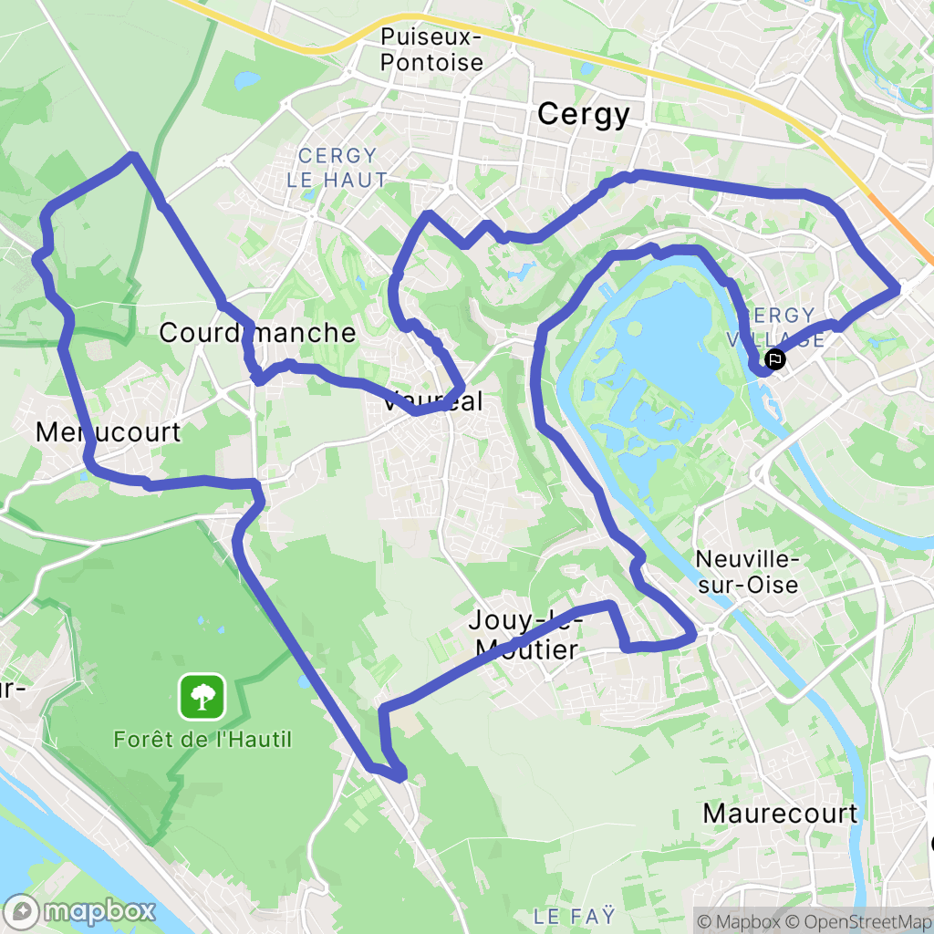 Cergy-Pontoise : carte du parcours de randonnée - France