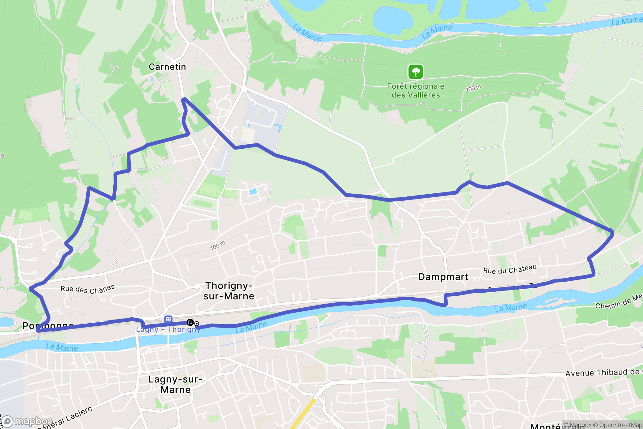 Thorigny-sur-Marne. : carte du parcours de randonnée - France