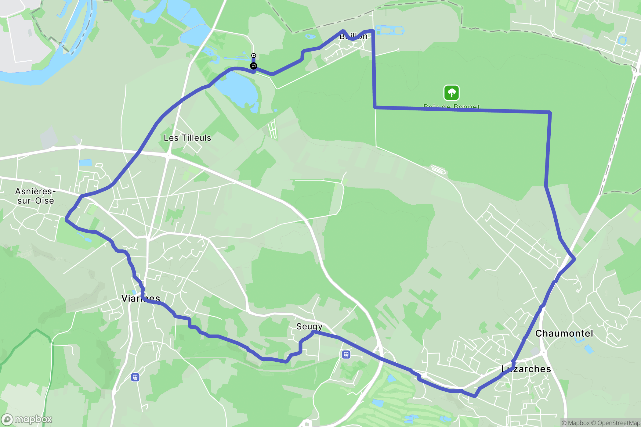 Viarmes : carte du parcours de randonnée - France
