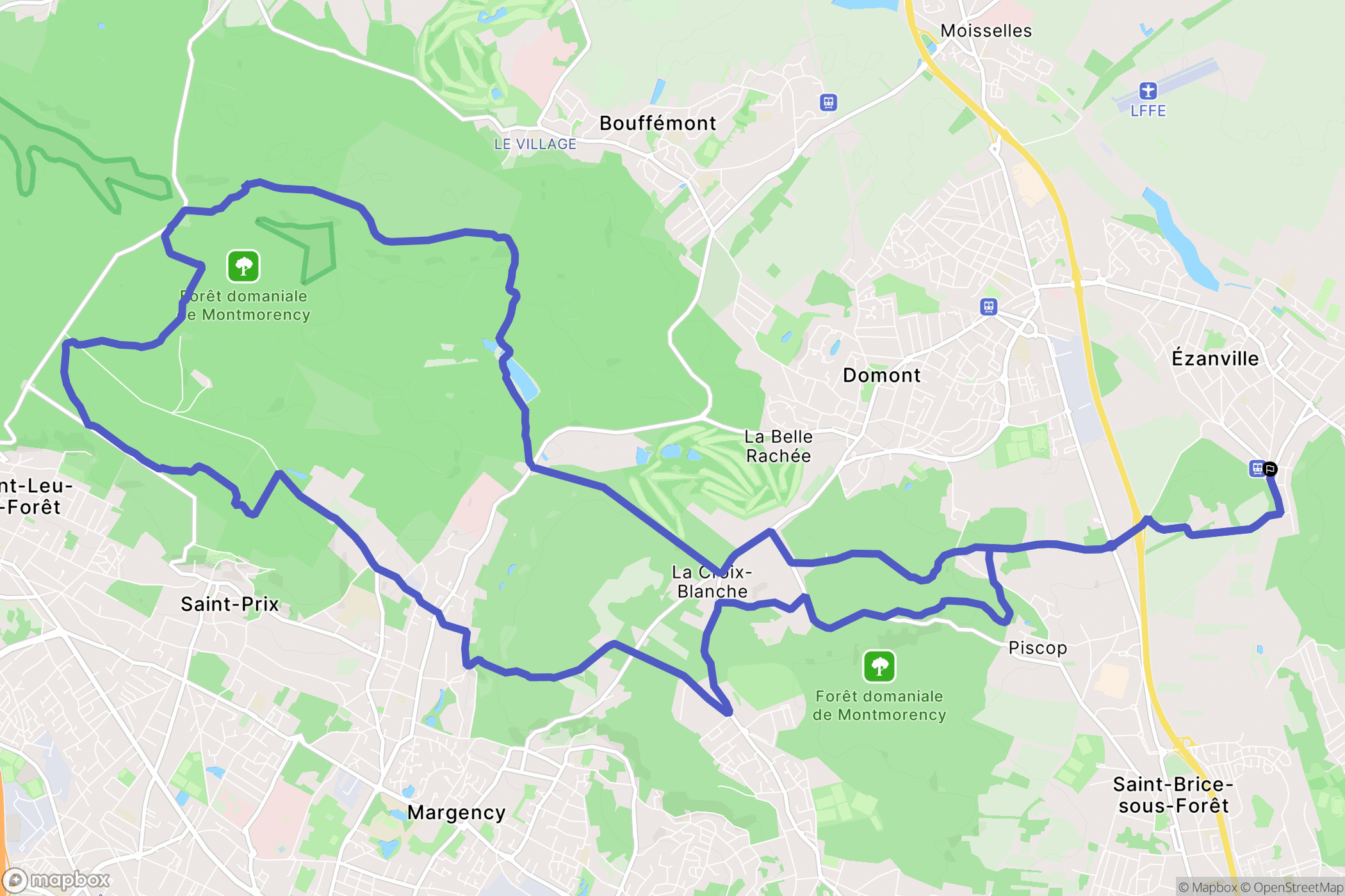 Ezanville : carte du parcours de randonnée - France