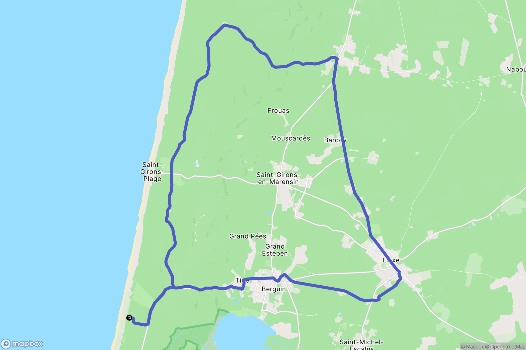 Linxe : carte du parcours de randonnée - France
