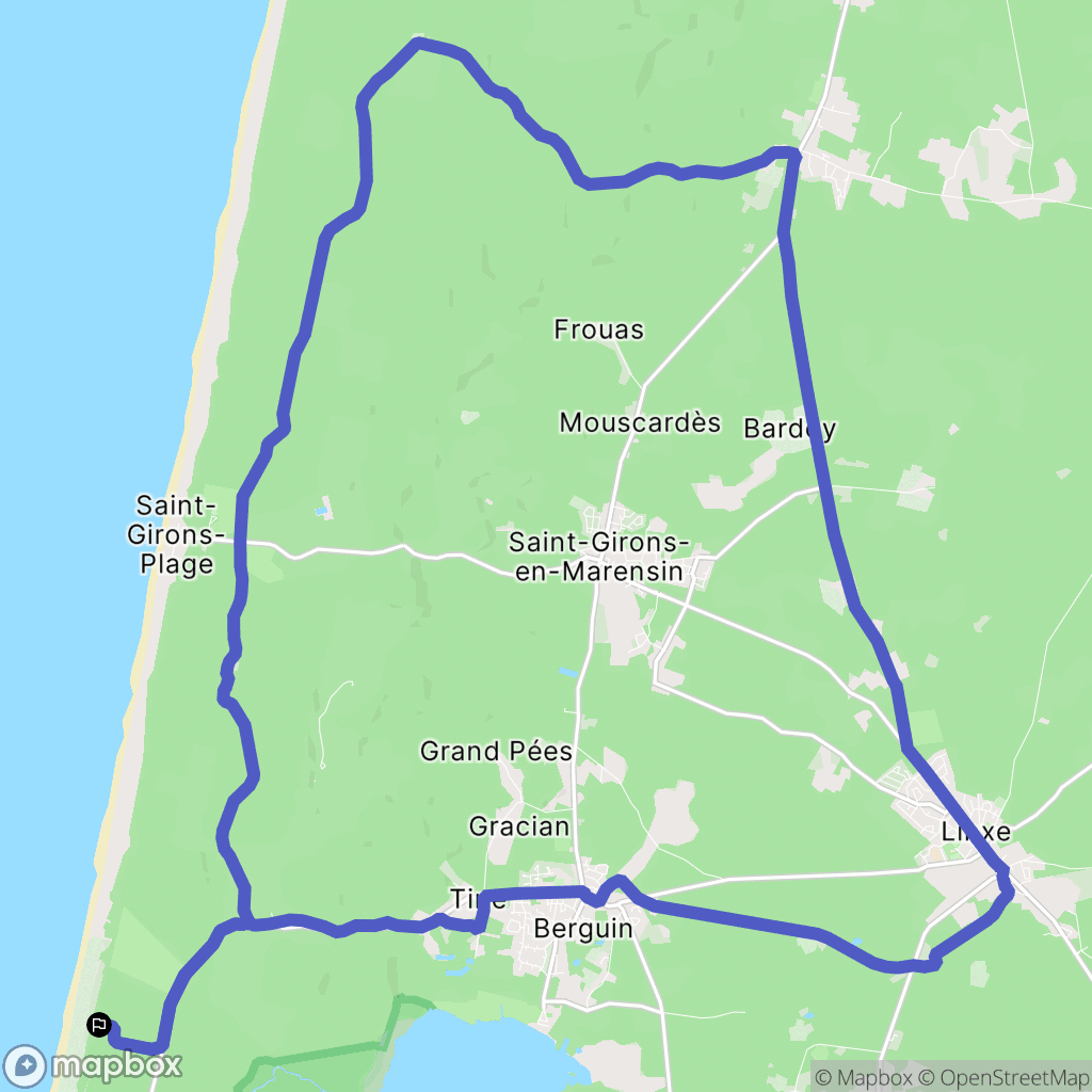 Linxe : carte du parcours de randonnée - France
