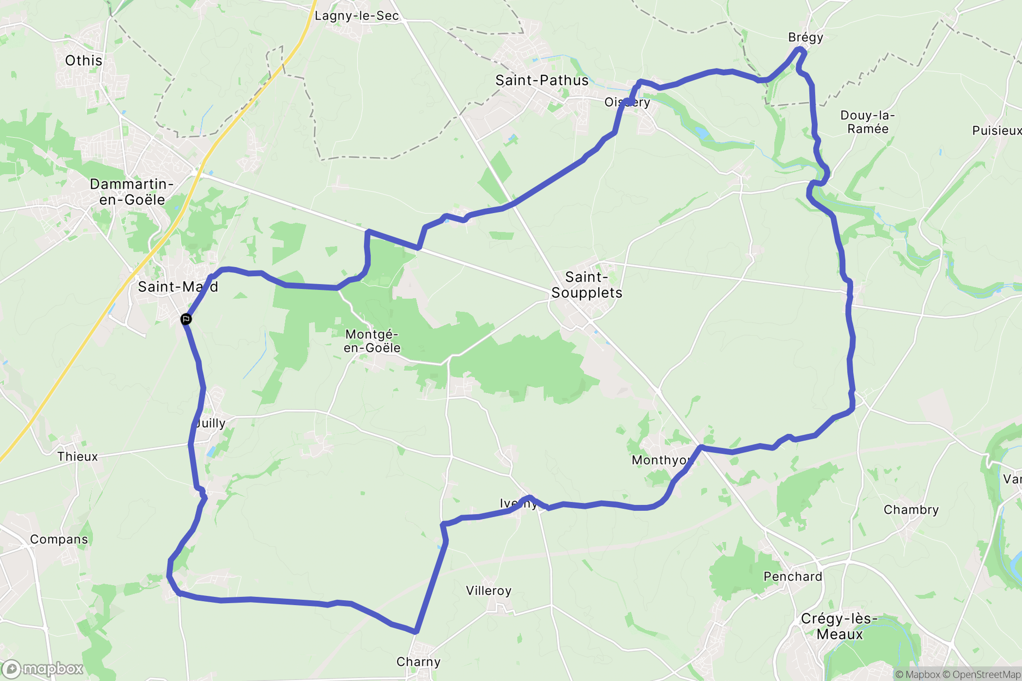Dammartin-Juilly-Saint-Mard : carte du parcours de randonnée - France