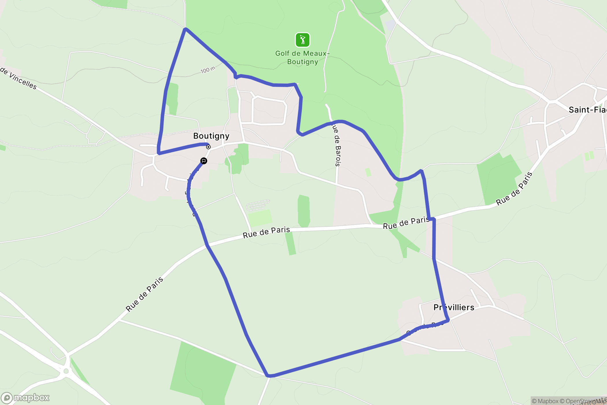 Boutigny : carte du parcours de randonnée - France