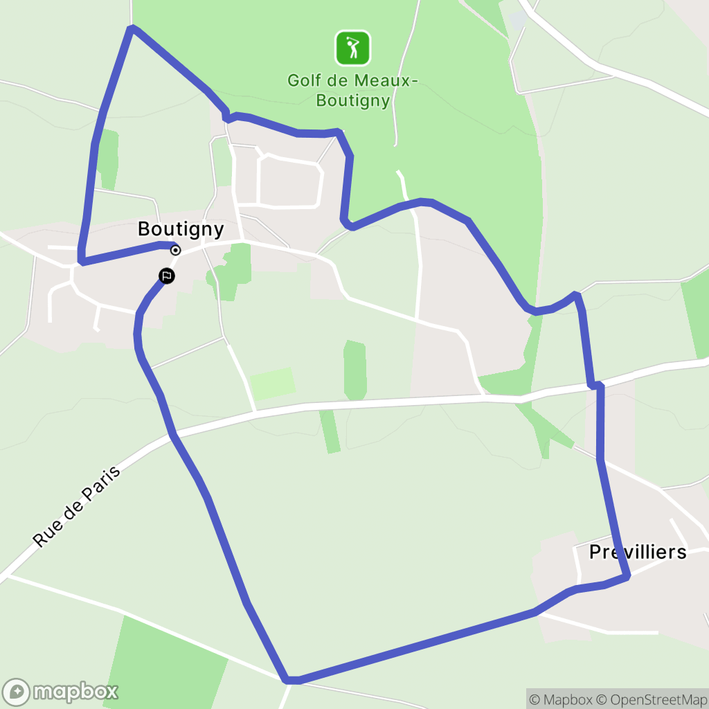 Boutigny : carte du parcours de randonnée - France