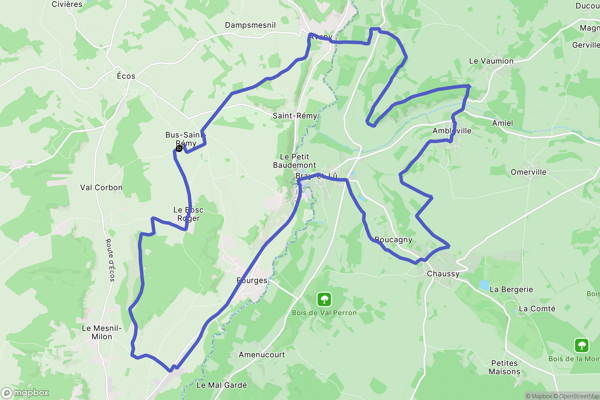Bus-Saint-Rémy : carte du parcours de randonnée - France