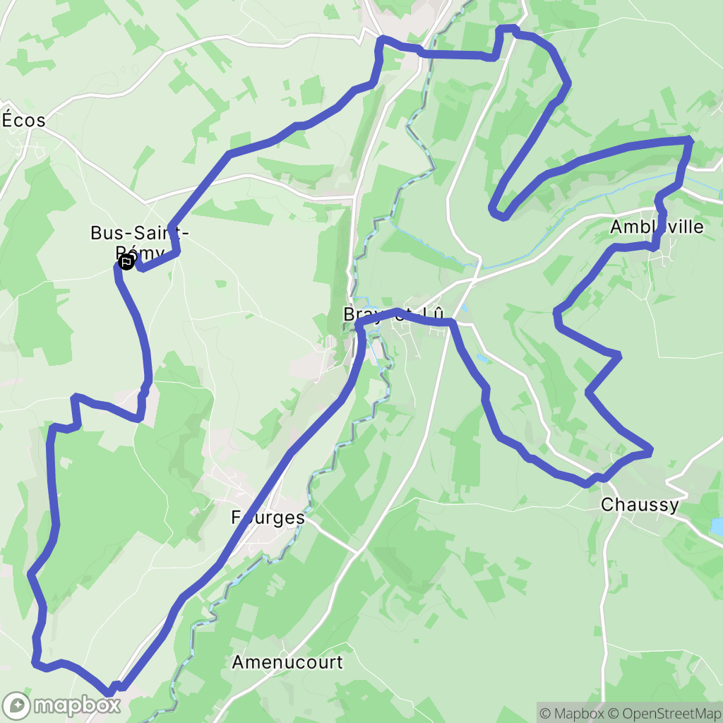 Bus-Saint-Rémy : carte du parcours de randonnée - France