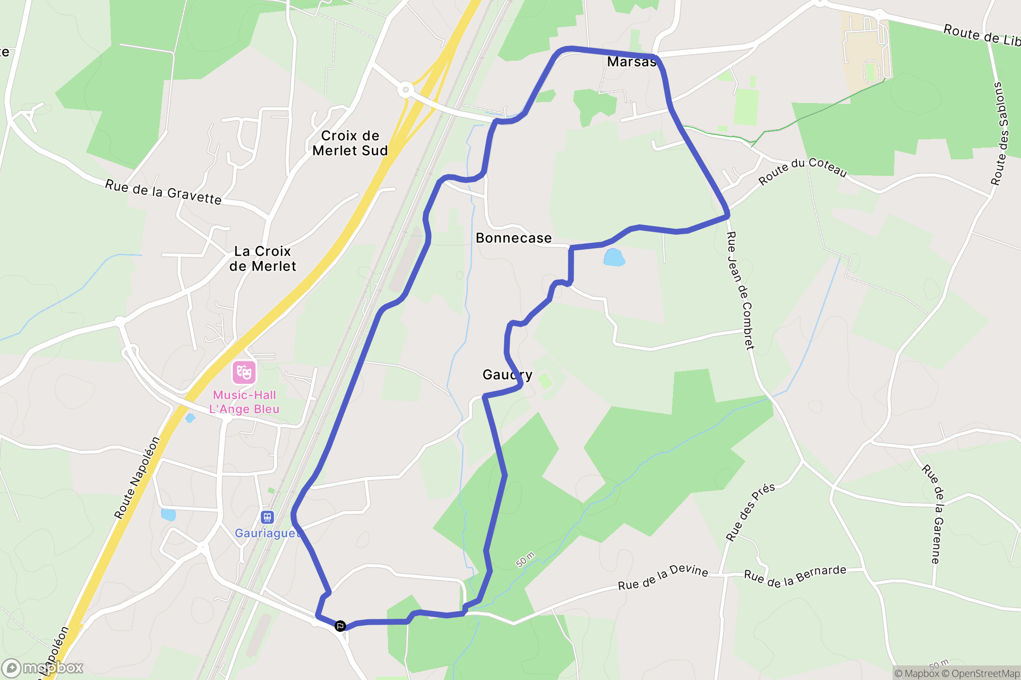 Marsas : carte du parcours de randonnée - France