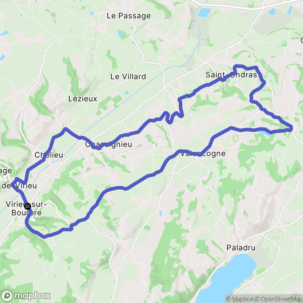 Virieu-sur-Bourbre : carte du parcours de randonnée - France