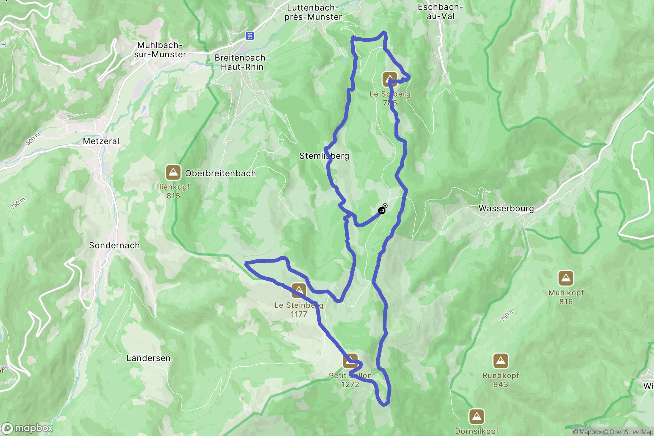 Luttenbach-près-Munster : carte du parcours de randonnée - France