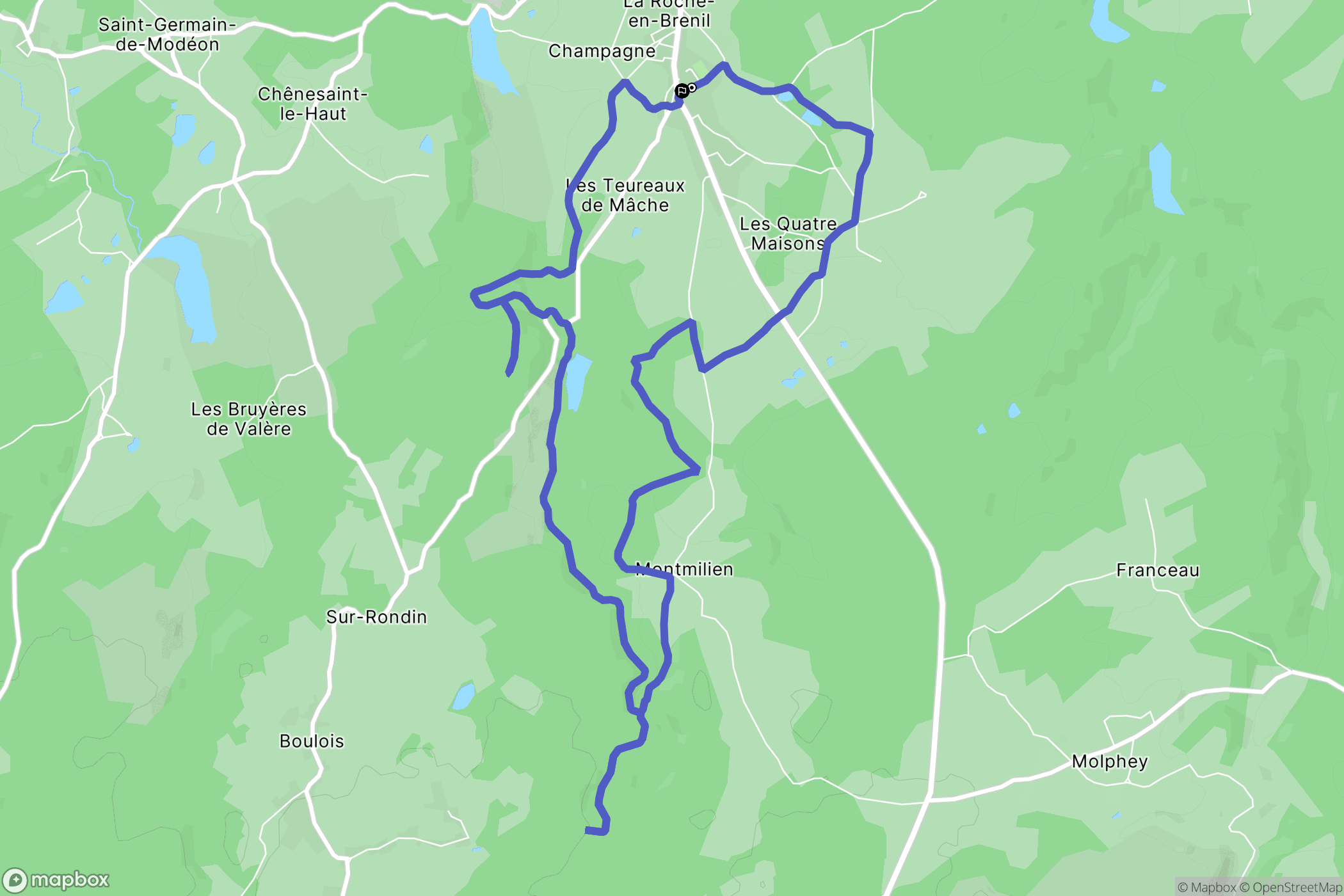 La Roche-en-Brenil : carte du parcours de randonnée - France