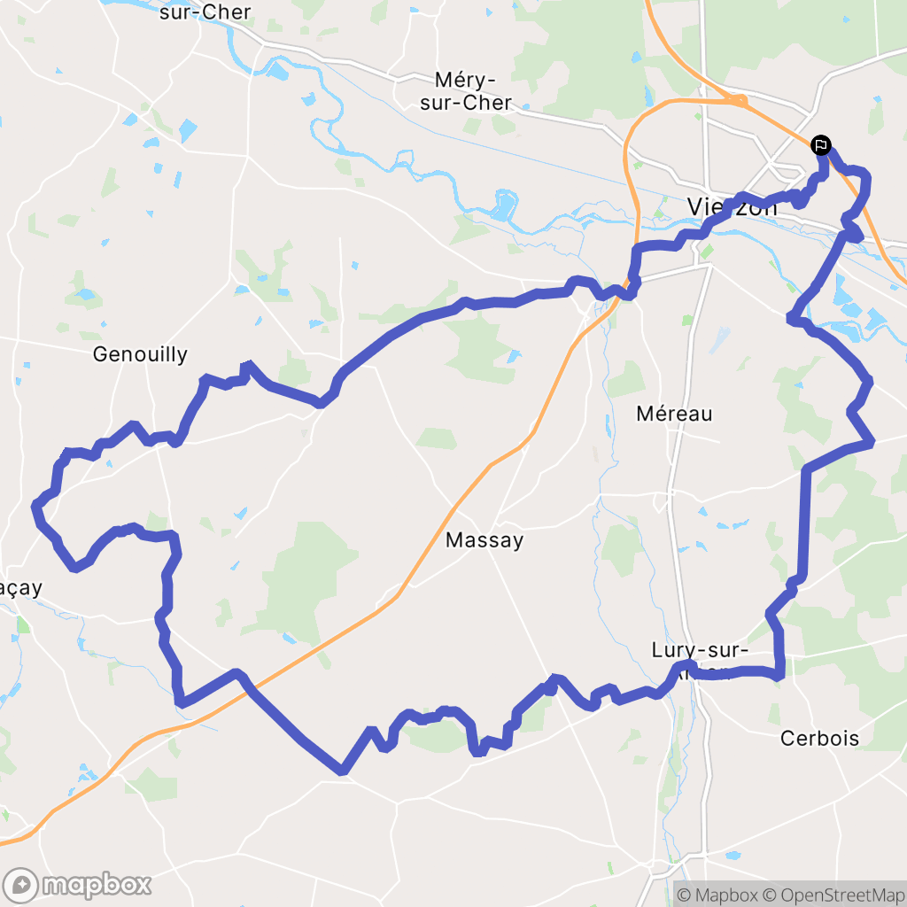 Le Télégraphe, Vierzon : carte du parcours de randonnée - France