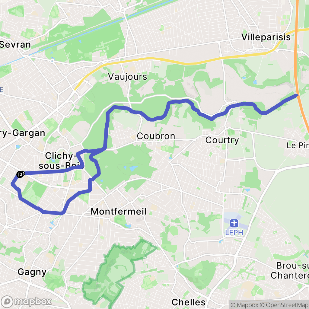 Le Raincy : carte du parcours de randonnée - France