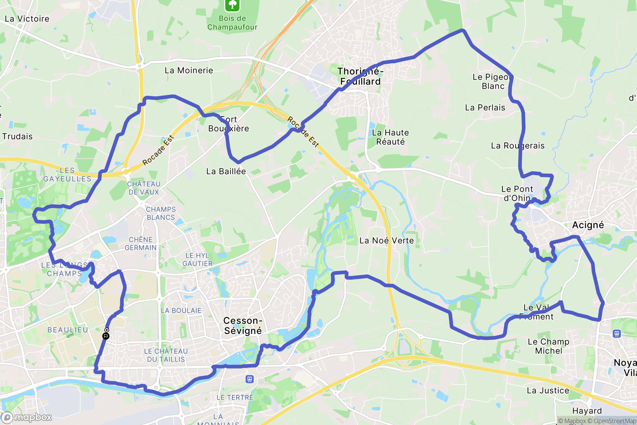 Rennes : carte du parcours de randonnée - France